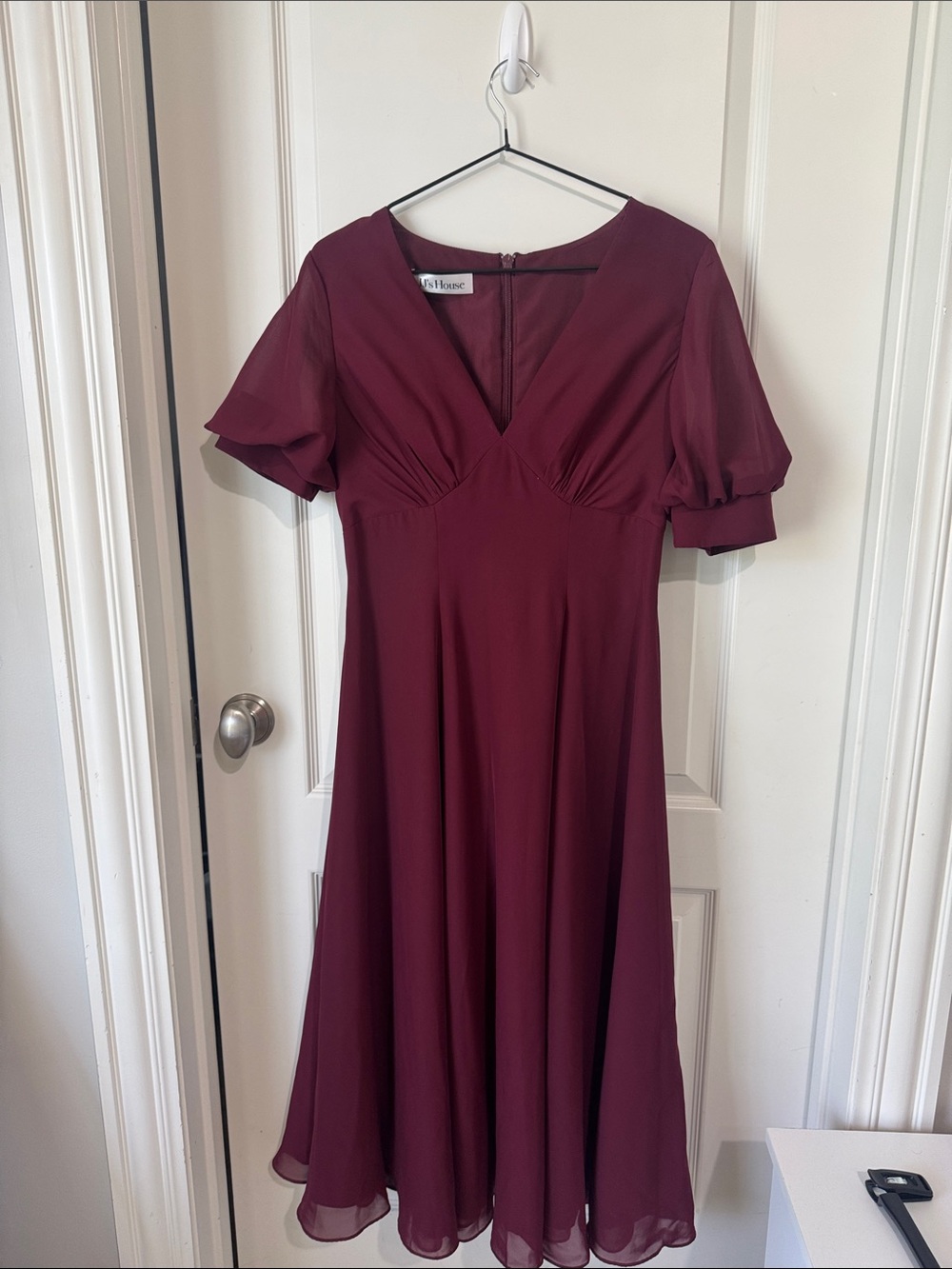 JJs House Burgundy V-Neck Midi Dress